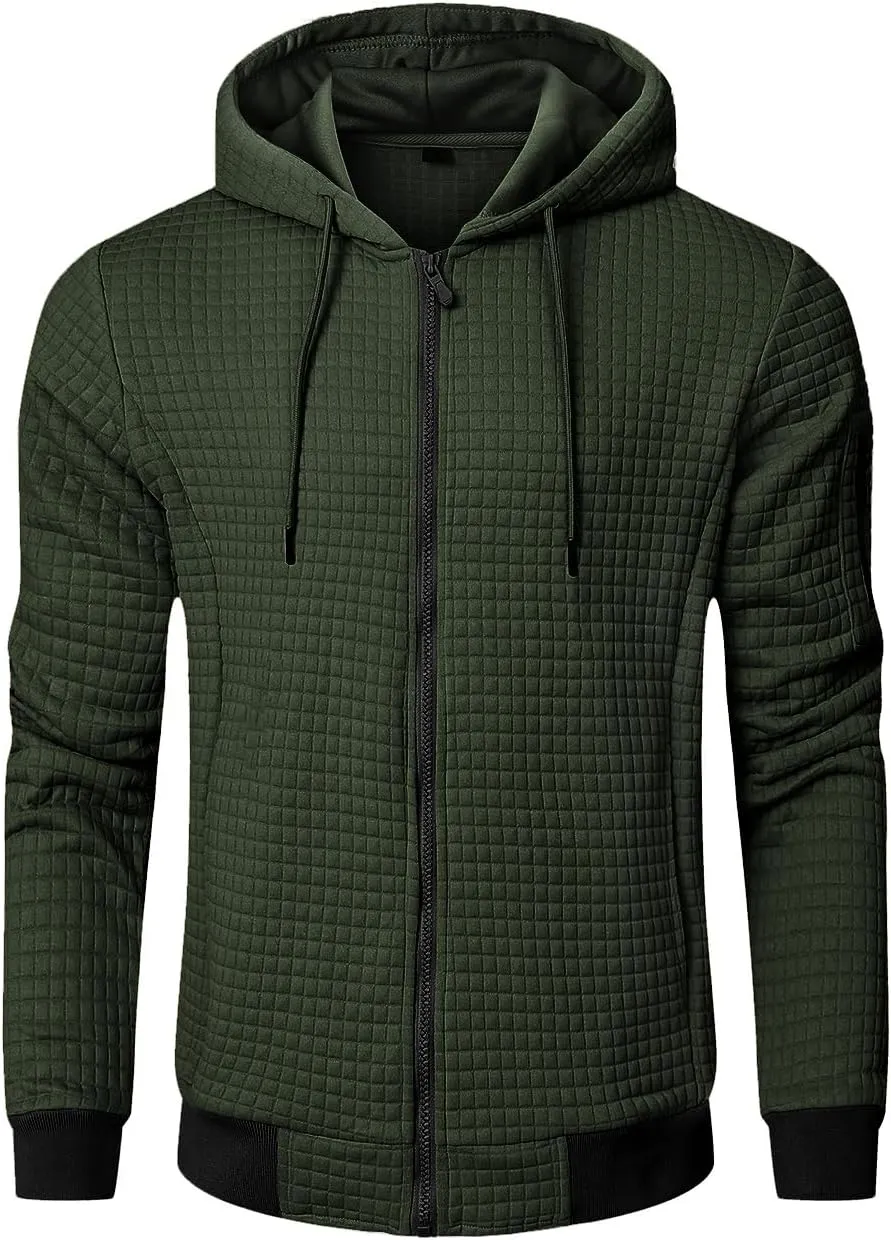 Mens Lightweight Hoodie Full Zip Sweatshirt Casual Jacket Coat