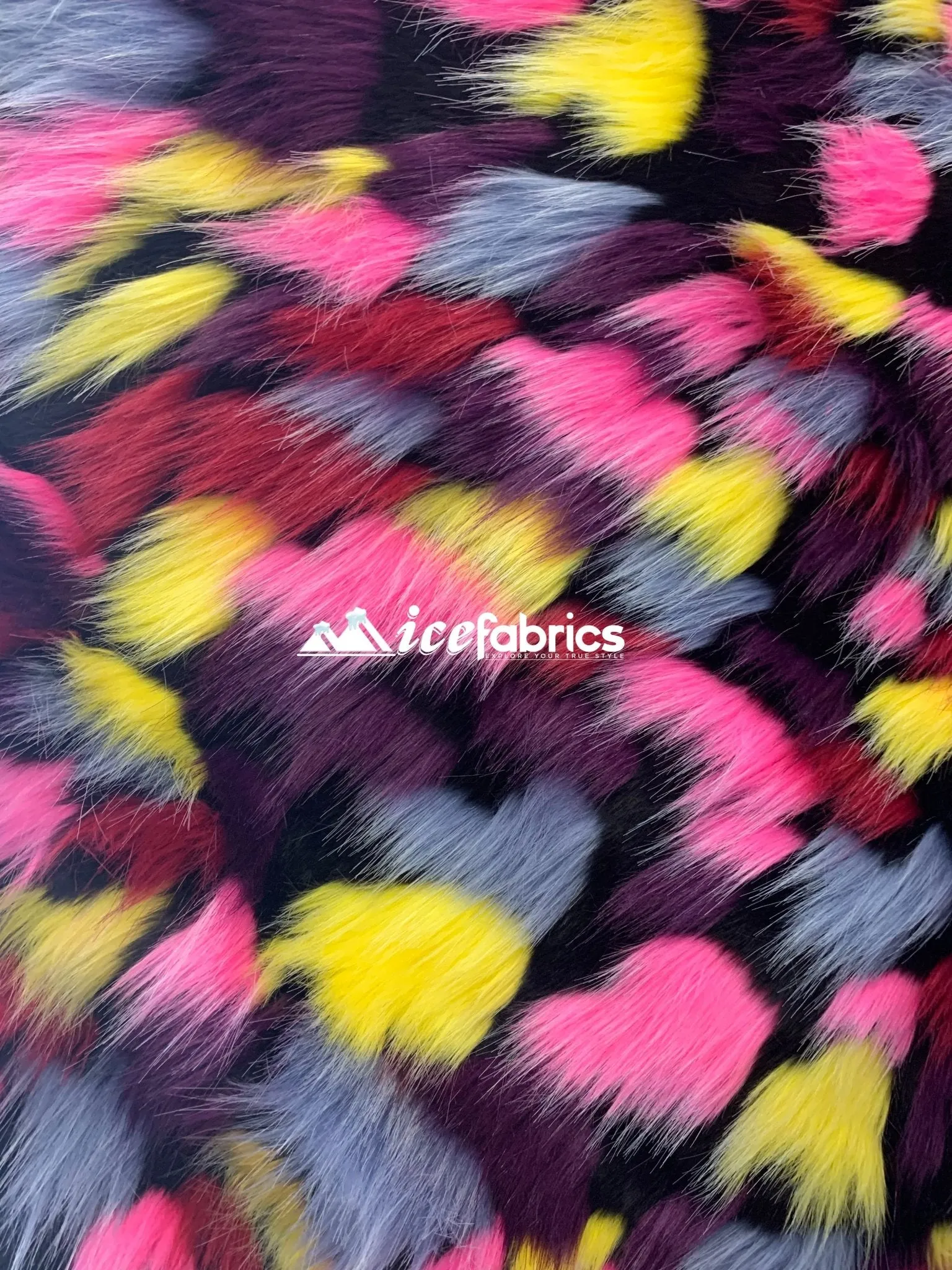 Multi-Color Animal Fake Faux Fur Fabric By The Yard