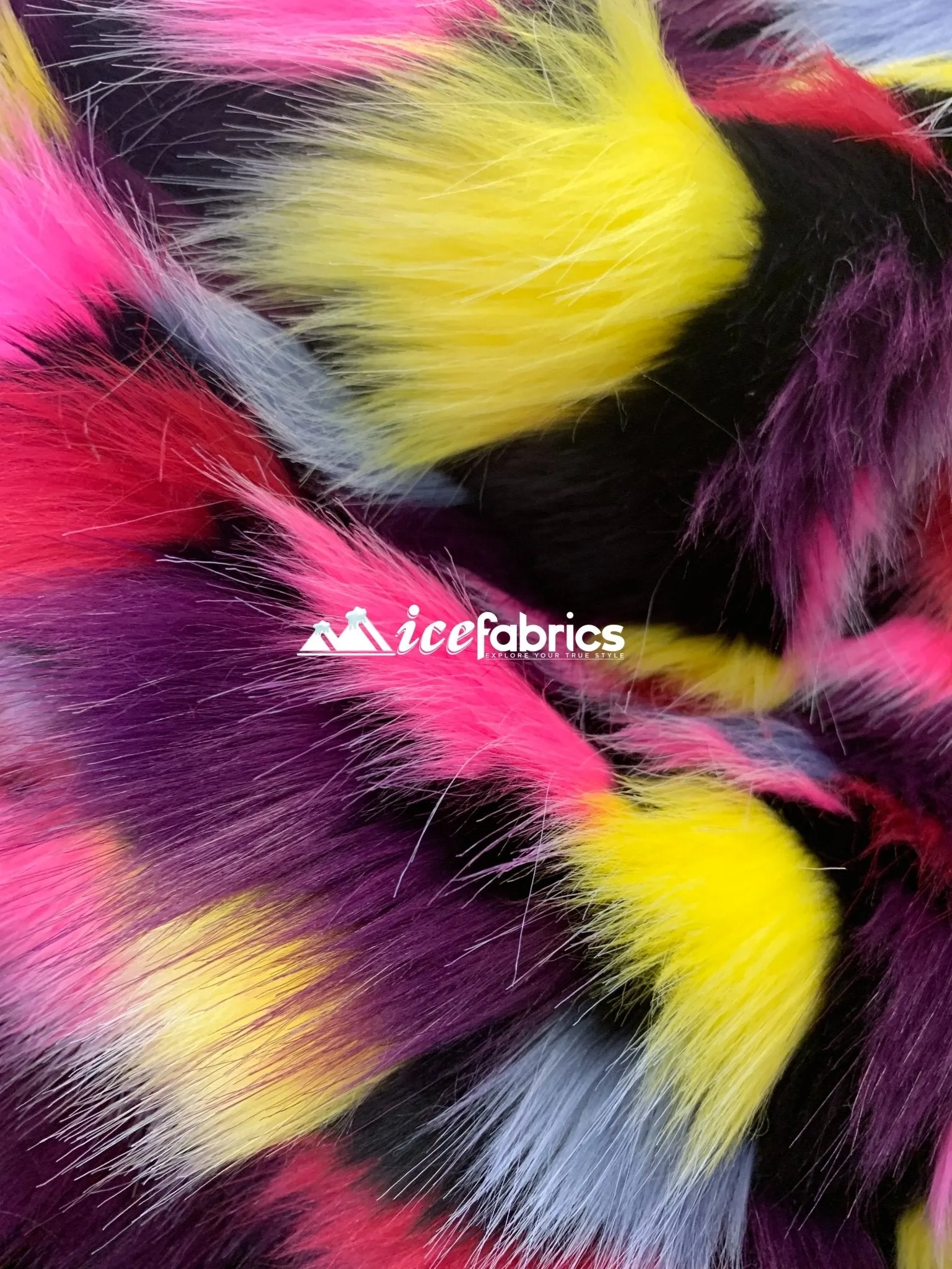 Multi-Color Animal Fake Faux Fur Fabric By The Yard