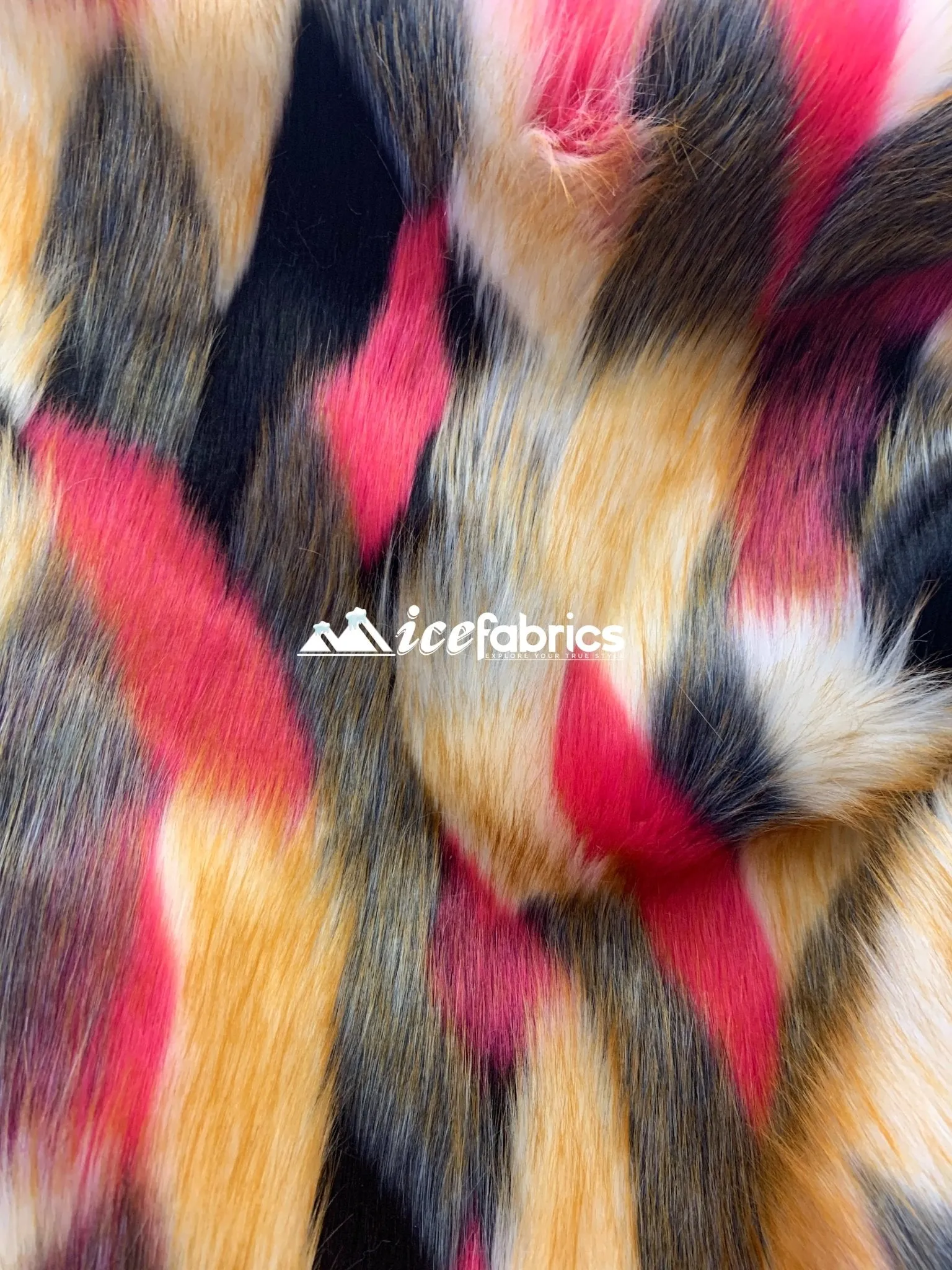 Multi-Color Animal Fake Faux Fur Fabric By The Yard