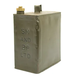 Original British WWII Vickers Machine Gun Water Shell Mex and British Petroleum Spirit Can - Petrol 2 Gallons