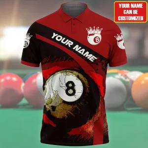 Personalized Name King of Billiard Unisex Shirt for Men Women, Billiard Polo Shirt