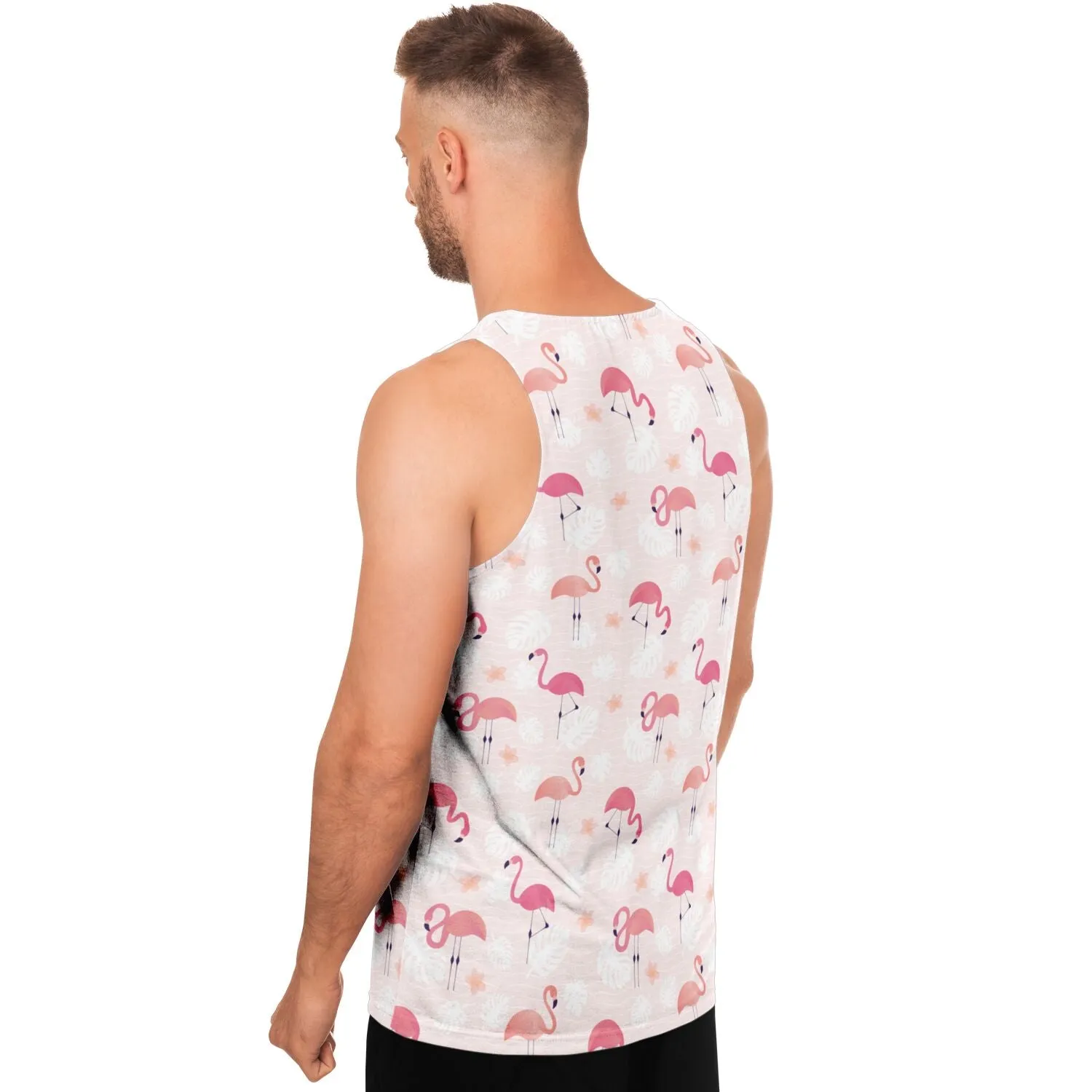 Pink Flamingo Tank Top, Tropical Men Women Festival Yoga Workout Sexy Summer Muscle Sleeveless Plus Size Shirt