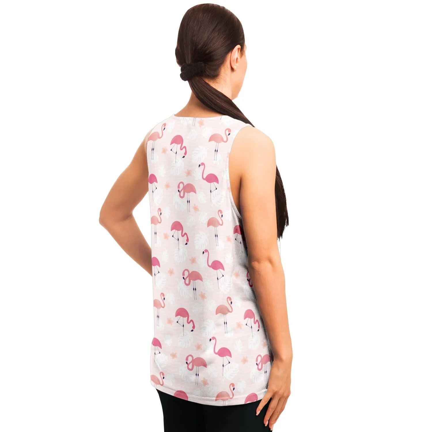 Pink Flamingo Tank Top, Tropical Men Women Festival Yoga Workout Sexy Summer Muscle Sleeveless Plus Size Shirt