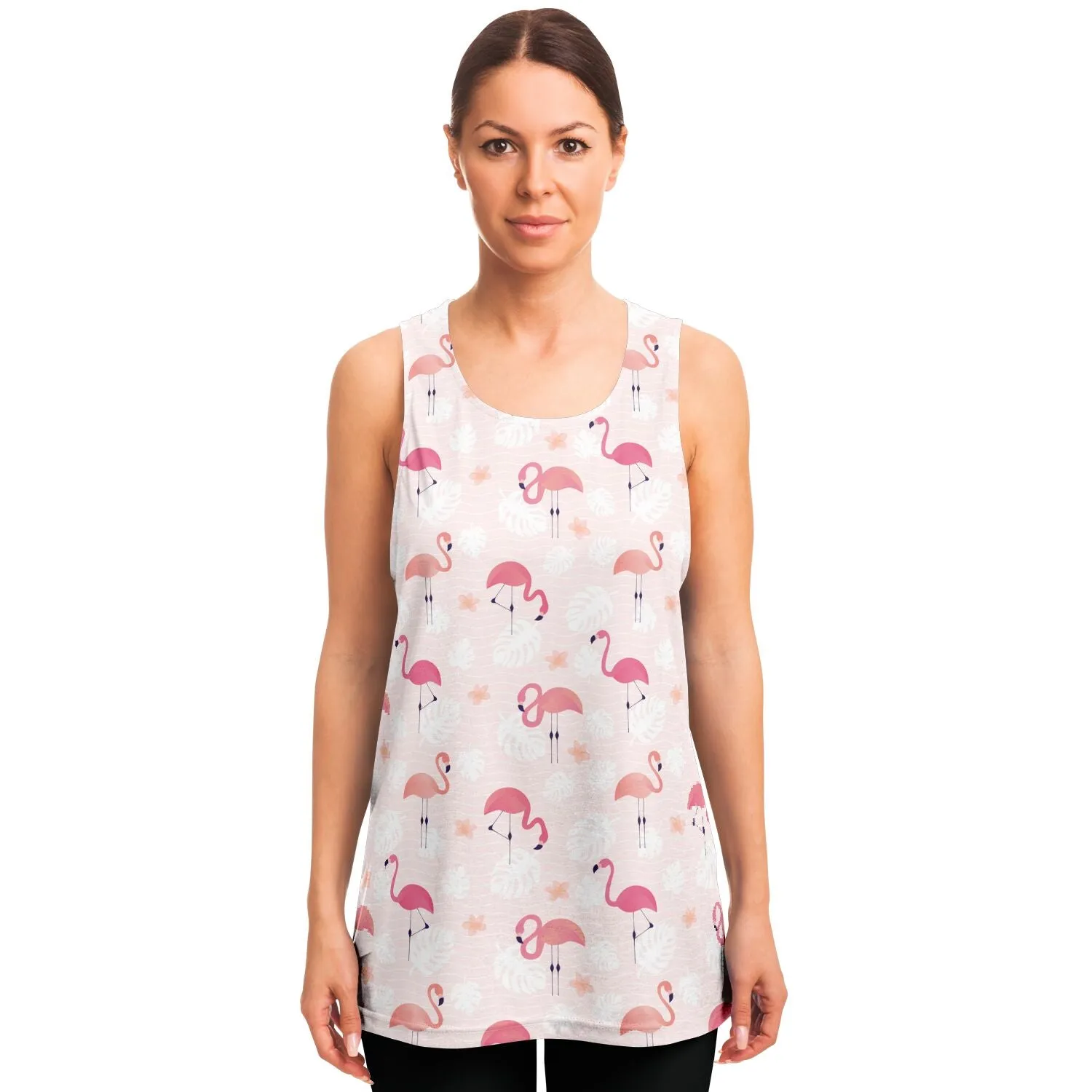 Pink Flamingo Tank Top, Tropical Men Women Festival Yoga Workout Sexy Summer Muscle Sleeveless Plus Size Shirt