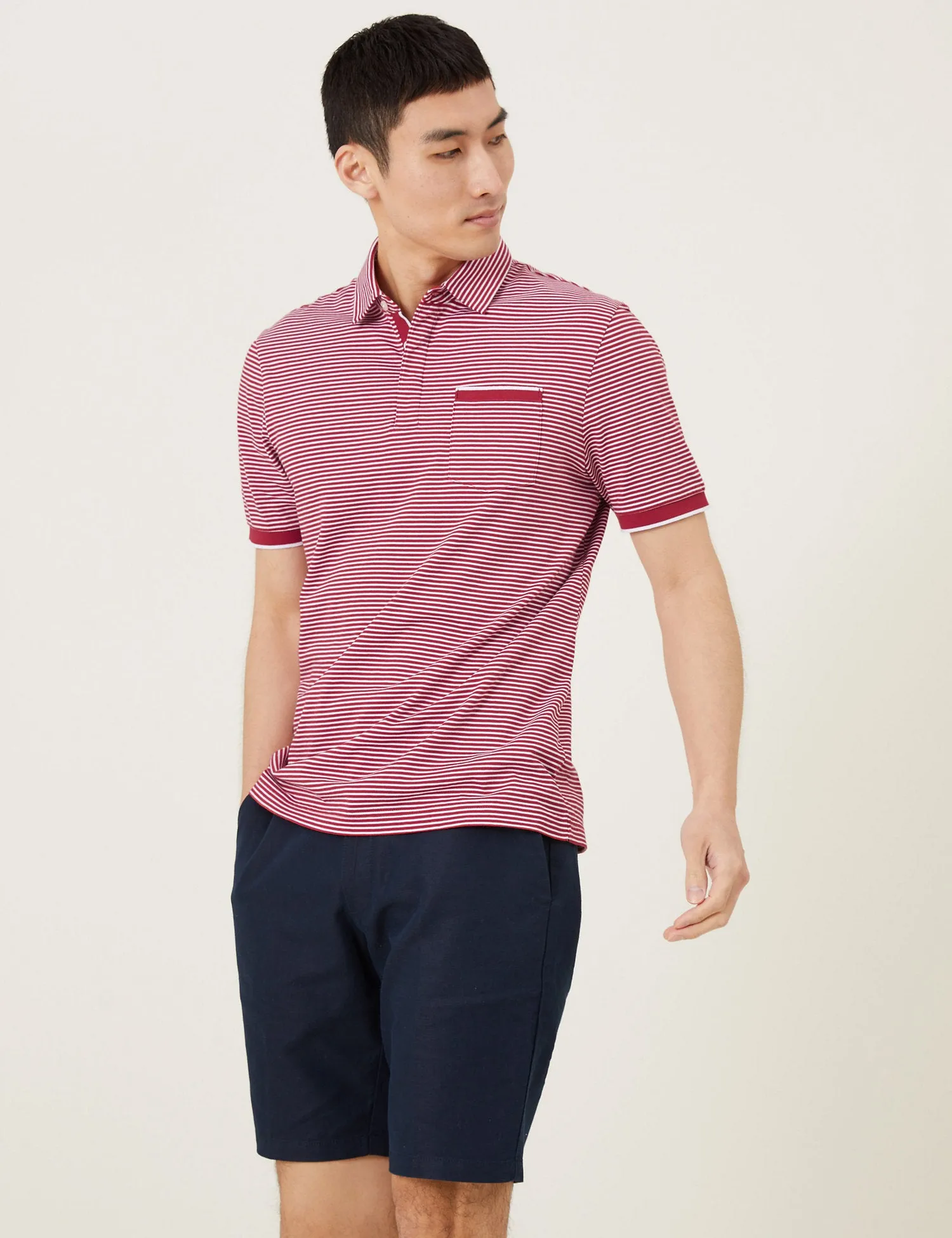 Pure Cotton Striped Polo Shirt