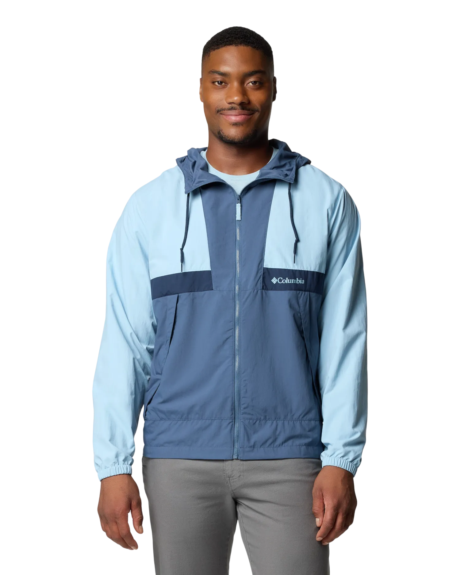 Spire Valley Hooded Windbreaker Jacket in Ripple Blue, Dark Mountain & Collegiate Navy