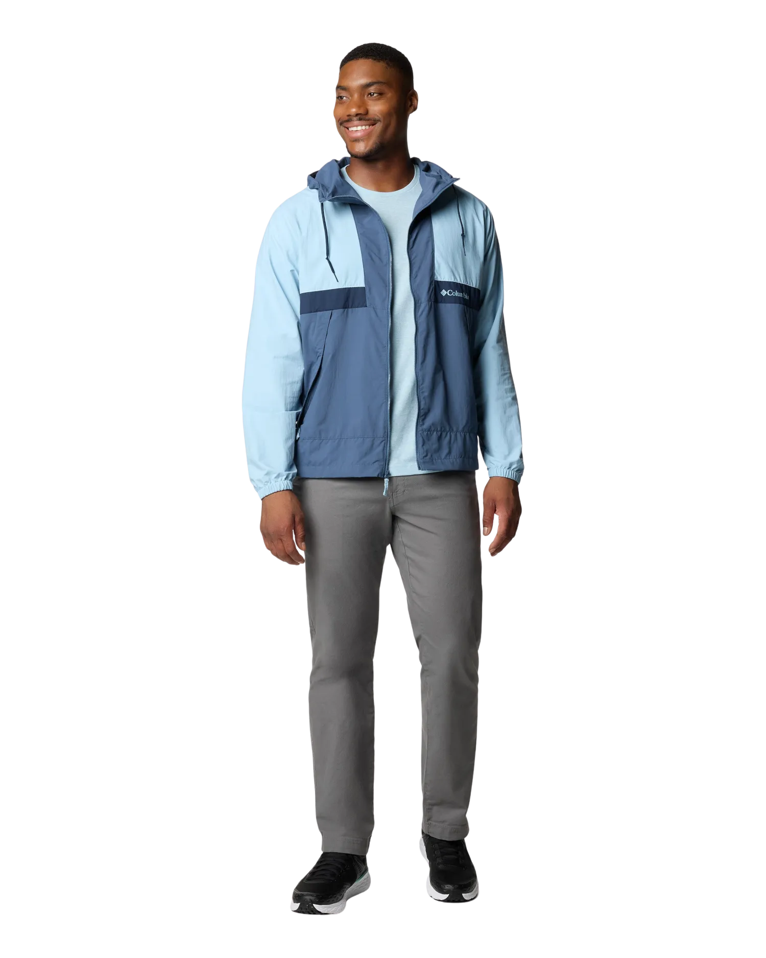 Spire Valley Hooded Windbreaker Jacket in Ripple Blue, Dark Mountain & Collegiate Navy