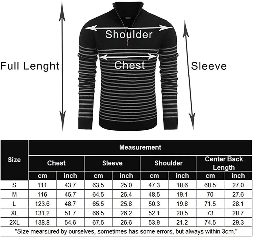 Striped Zip Up Mock Neck Pullover Sweaters (US Only)