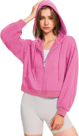 Taurus Womens Cropped Zip Up Hoodies Long Sleeve Lightweight Jacket with Pockets Hooded Sweatshirt Fashion Outfits