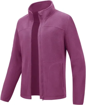 TBMPOY Womens Polar Fleece Jacket Full Zip Lightweight Winter Jackets with 4 Pockets Warm Hiking Outdoor Thermal Coat