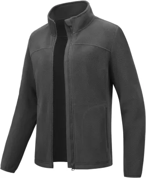 TBMPOY Womens Polar Fleece Jacket Full Zip Lightweight Winter Jackets with 4 Pockets Warm Hiking Outdoor Thermal Coat