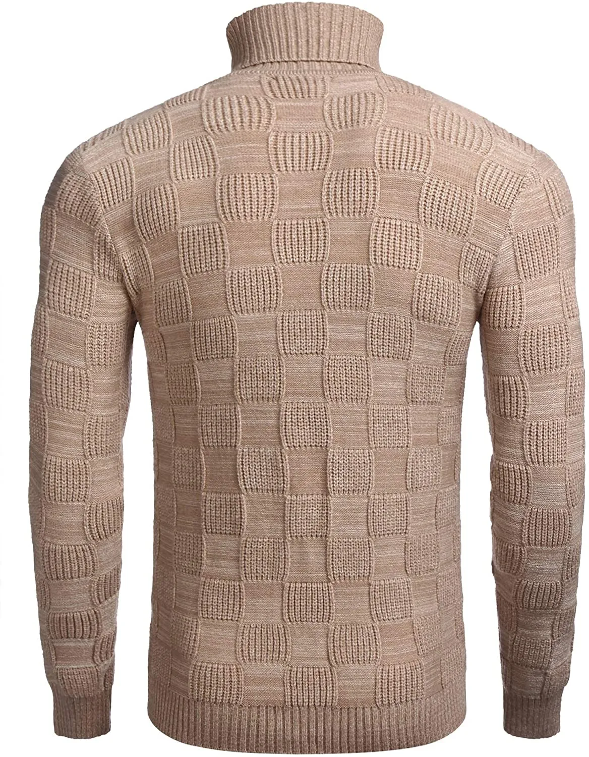 Thermal Ribbed Khaki Pullover Turtleneck Knitted Sweater