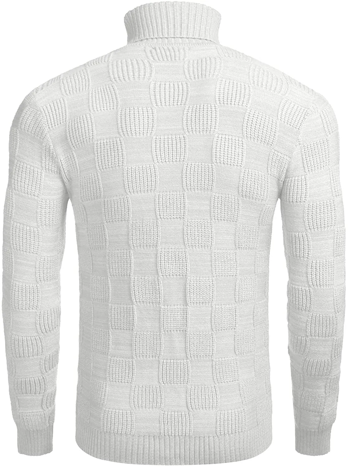 Thermal Ribbed White Pullover Turtleneck Knitted Sweater