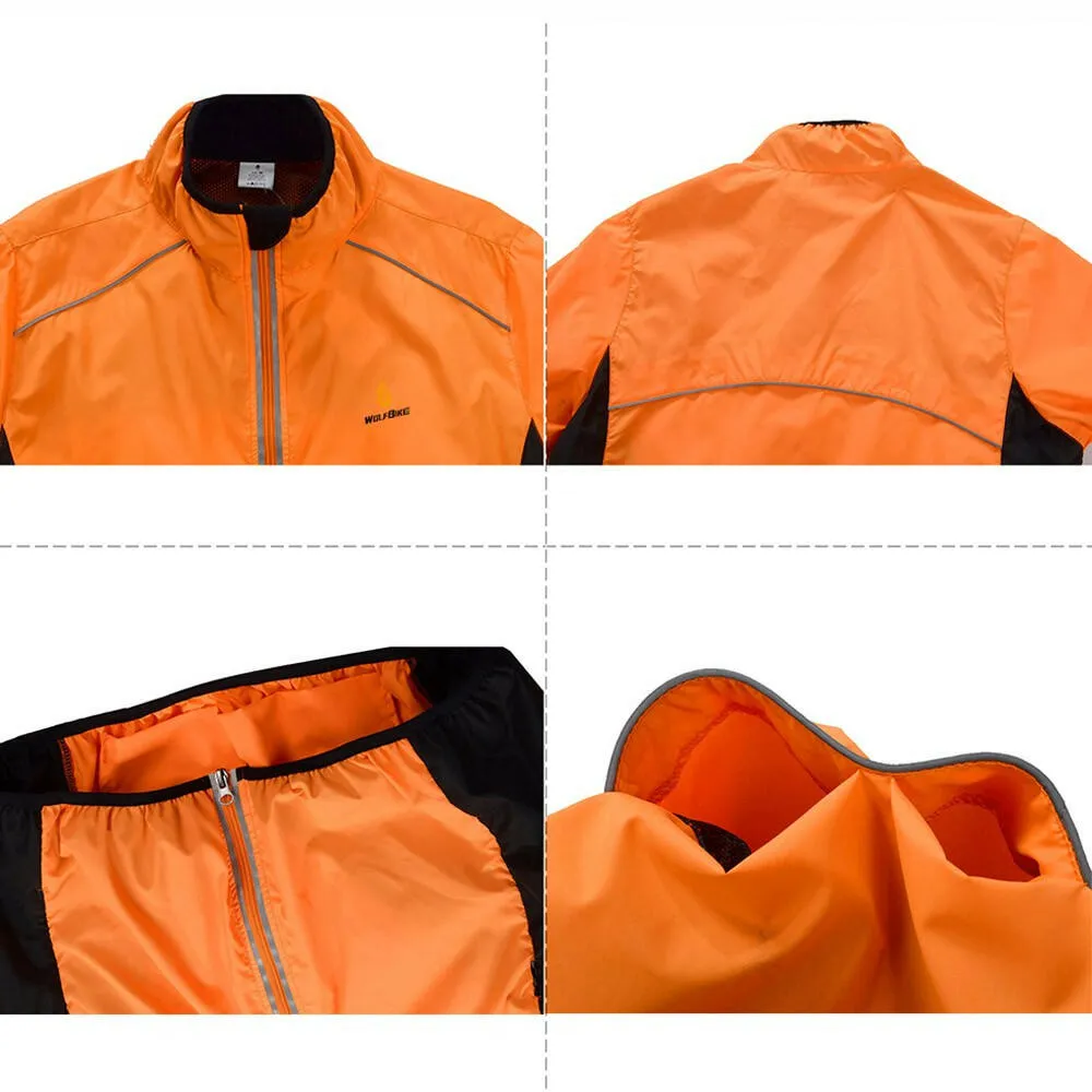 WOLFBIKE Cycling Jersey Men Riding Breathable Jacket Cycle Clothing Bike Long Sleeve Wind Coat Green L