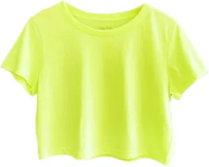 Women's Loose Fit Crop Tops Round Neck Short Sleeve Casual 100% Cotton Cropped Top Tee T-Shirt